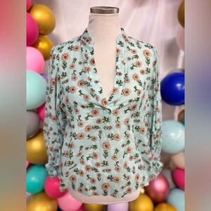 Alice + Olivia Designer Floral Silk Blend Blouse Women’s Small